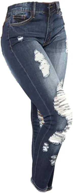 Andongnywell Cute Ripped Jeans for Women Distressed Skinny Slim fit Jeans Juniors and Plus Sizes