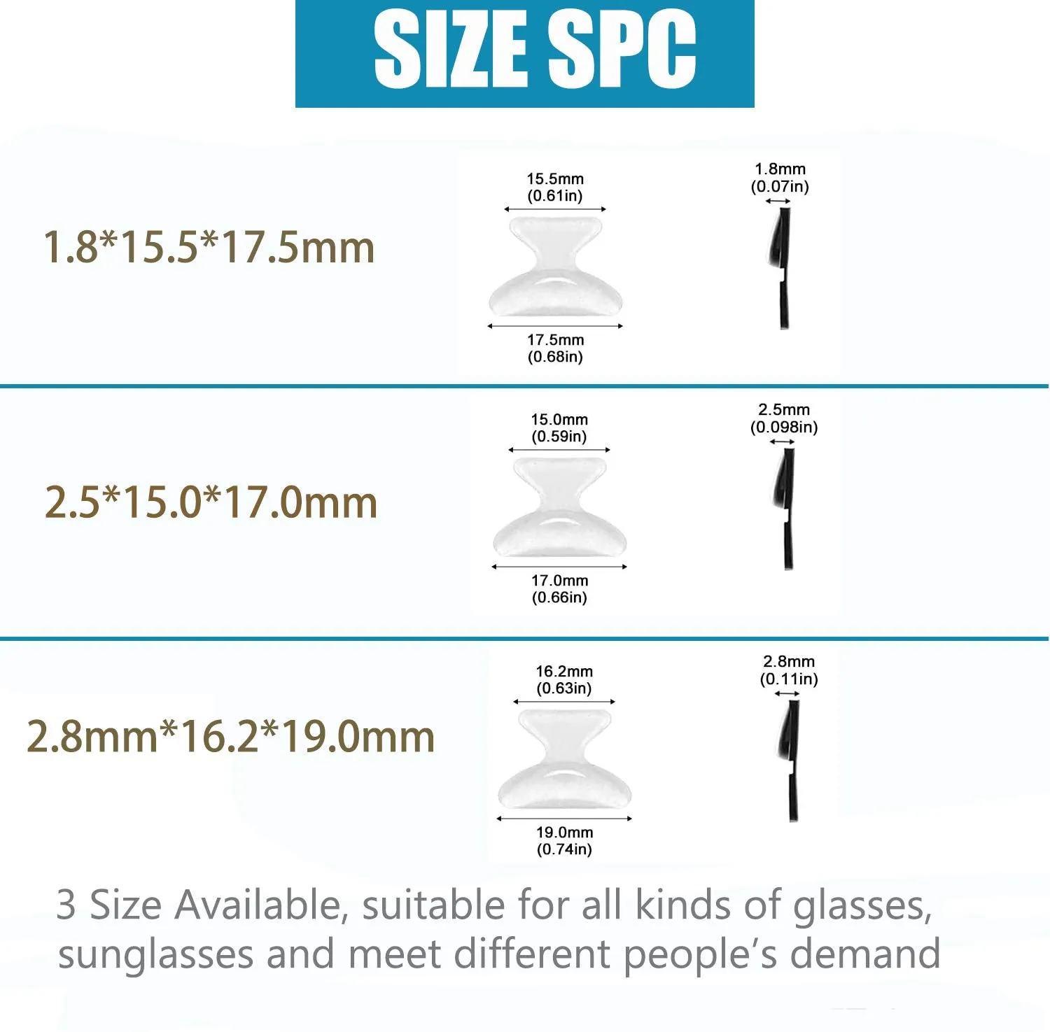 Anti-Slip Nose Pads Silicone Butterfly Shape - 10 Pairs Soft Non-Slip Adhesive Nose Pads for Reading Glasses Sunglasses Spectacles - Super Sticky Backing ?2.8mm White? 2.8mm