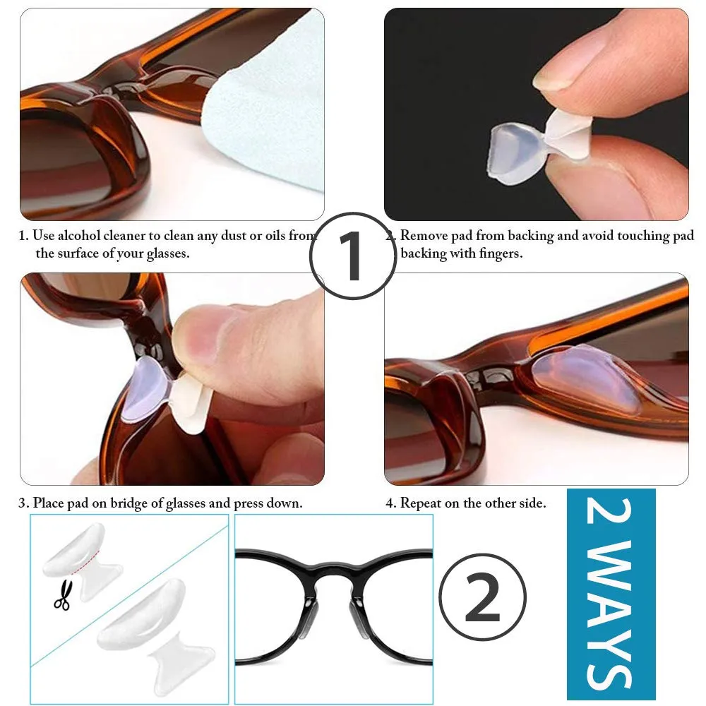 Anti-Slip Nose Pads Silicone Butterfly Shape - 10 Pairs Soft Non-Slip Adhesive Nose Pads for Reading Glasses Sunglasses Spectacles - Super Sticky Backing ?2.8mm White? 2.8mm