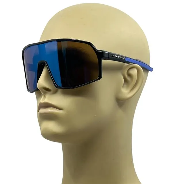 Arctic Blue Anti-Glare Blue Mirrored Sports Sunglasses oversize UV400