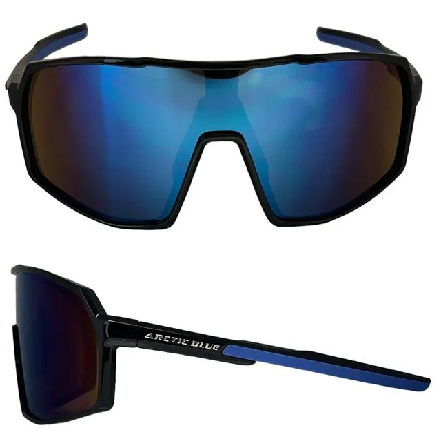 Arctic Blue Anti-Glare Blue Mirrored Sports Sunglasses oversize UV400