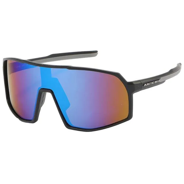 Arctic Blue Anti-Glare Blue Mirrored Sports Sunglasses oversize UV400