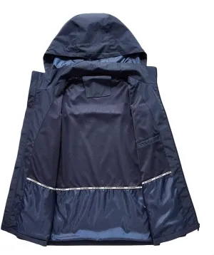 ASFD Outdoor Jackets Lightweight Waterproof Jackets Mens Breathable Softshell Raincoat with Removable Hood Windbreaker Softshell Jacket (Color : Black, Size : XXL)