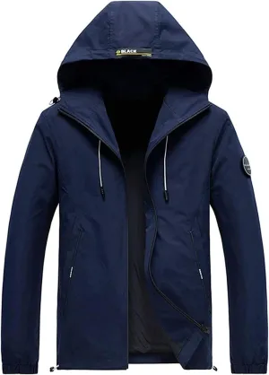 ASFD Outdoor Jackets Men's Wind-Waterproof Hooded Coat Softshell Snow Jacket Warm Raincoat for Outdoor Softshell Jacket (Color : Blue, Size : Large)