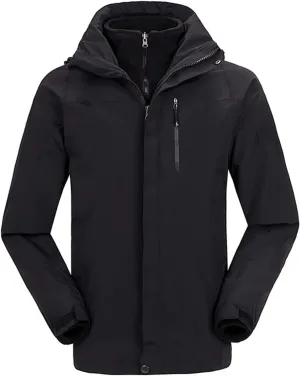 ASFD Outdoor Jackets Outdoor Raincoat Mens Lightweight Waterproof Hooded Jacket Windproof Ski Jacket Hiking Softshell Jacket (Color : Black, Size : Large)