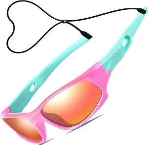 ATTCL Kids Hot TR90 Polarized Sports Sunglasses For Boys Girls Child Age 3-10 Pink-blue as the pictures