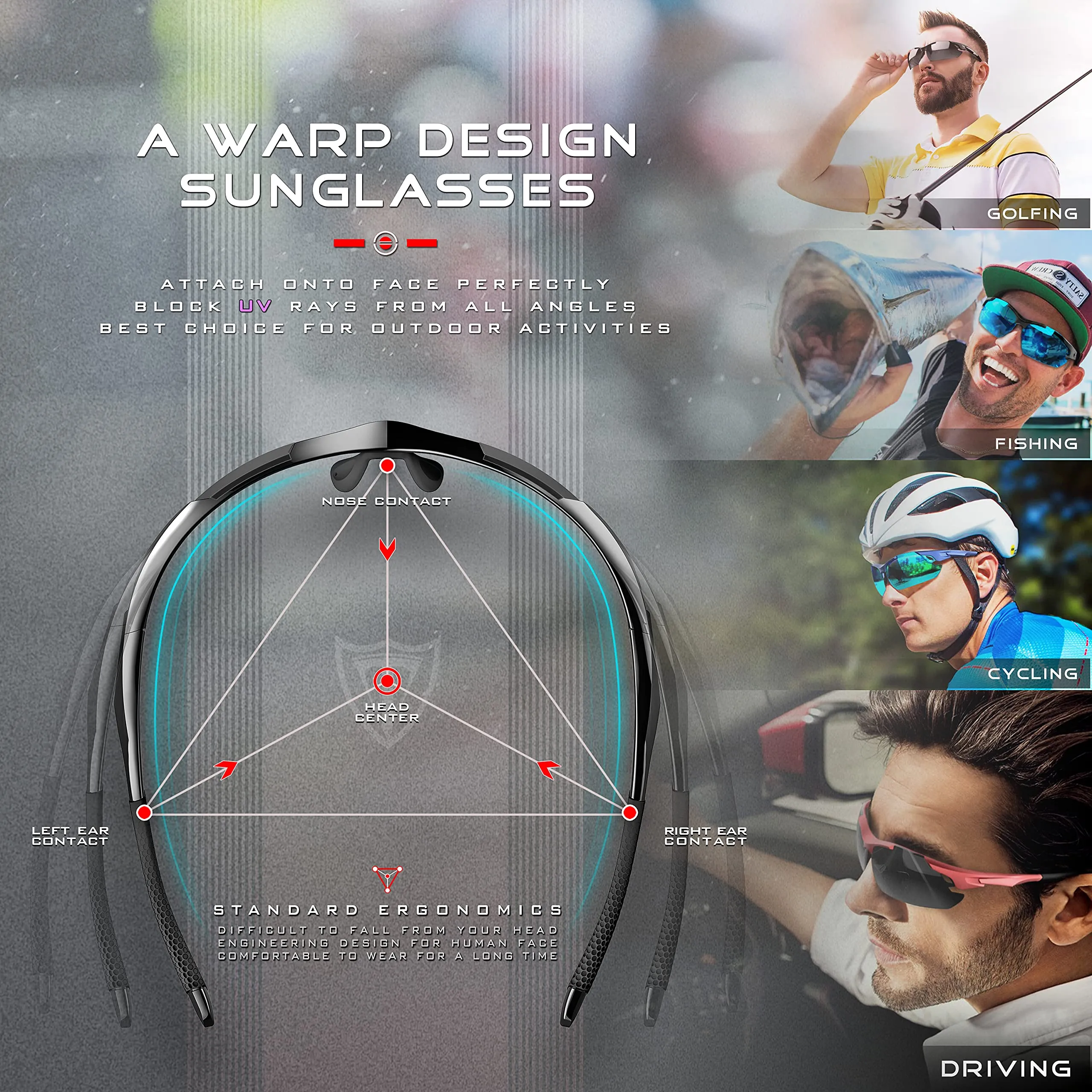 ATTCL Sunglasses For Men - Upgraded Sports Polarized Sunglasses for Women Cycling Driving Fishing UV Protection Black/Not Mirrored
