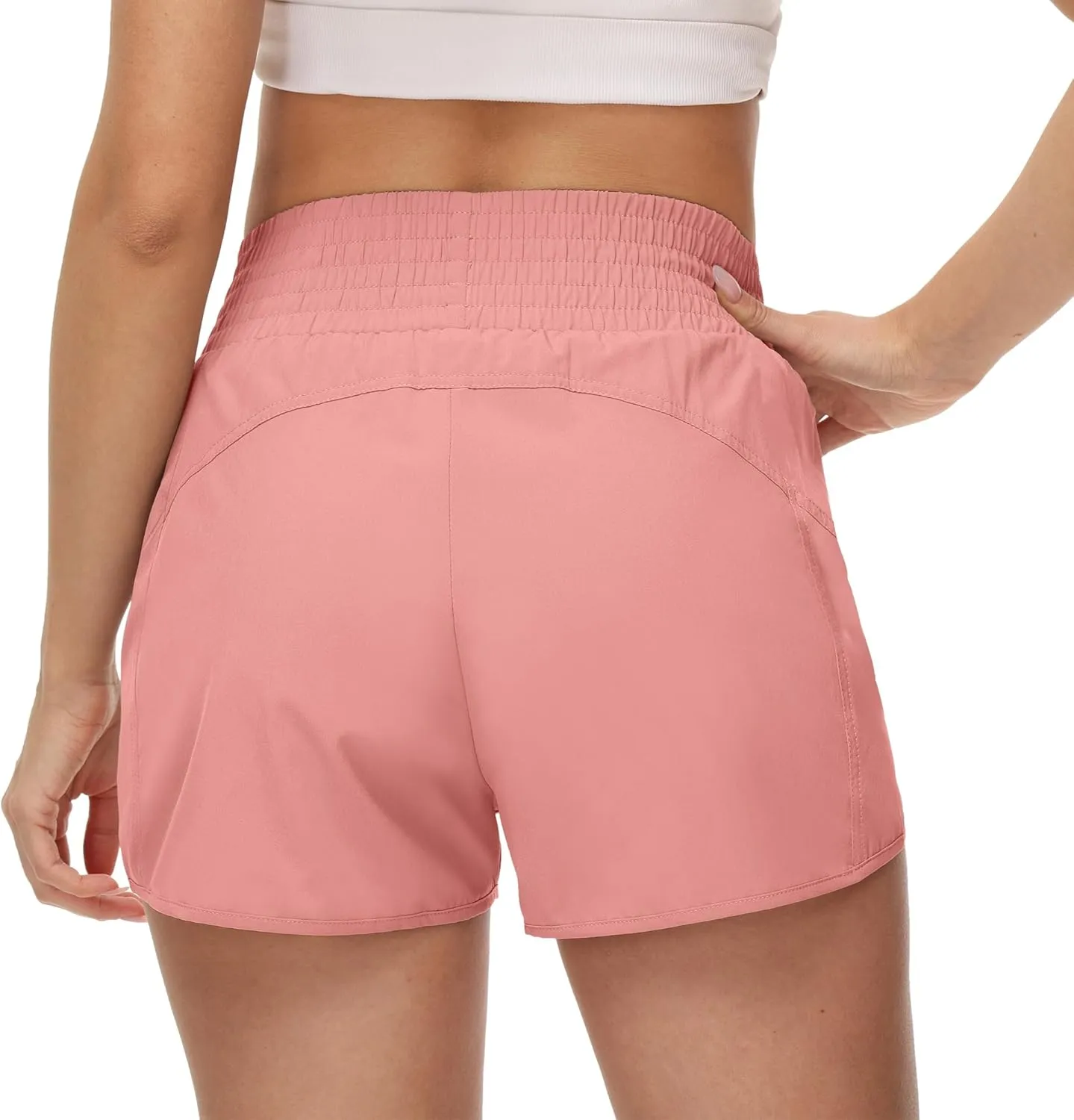Aurefin High Waisted Athletic Shorts for Women, Quick Dry Running Shorts with Pocket and Liner Gym Workout Shorts for Summer