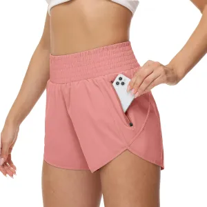 Aurefin High Waisted Athletic Shorts for Women, Quick Dry Running Shorts with Pocket and Liner Gym Workout Shorts for Summer