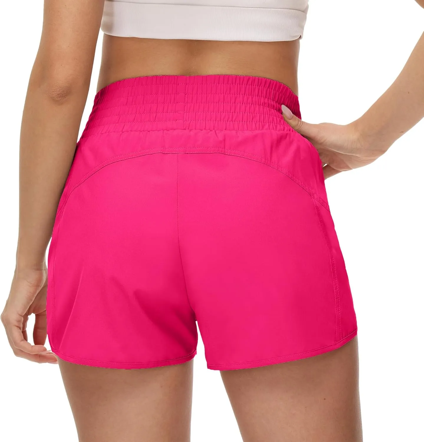 Aurefin High Waisted Athletic Shorts for Women, Quick Dry Running Shorts with Pocket and Liner Gym Workout Shorts for Summer