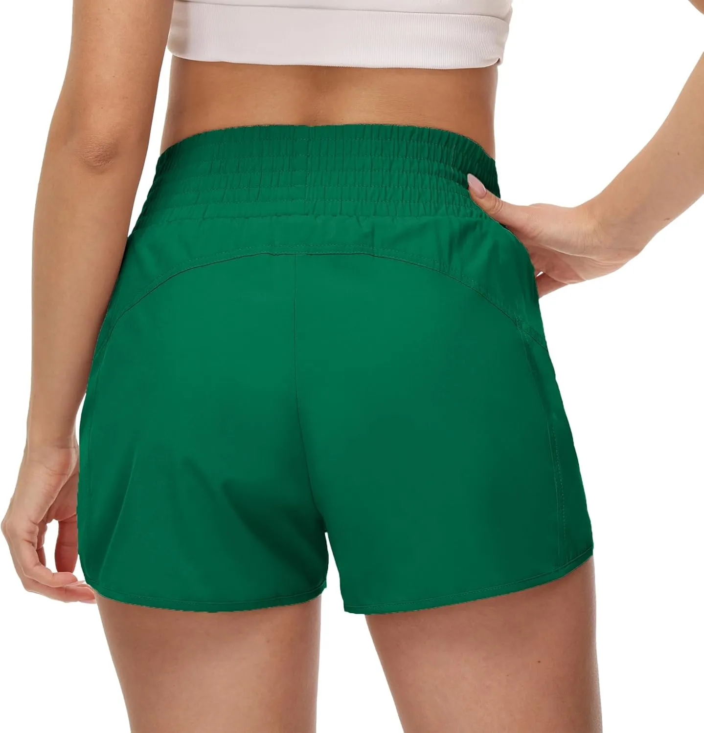 Aurefin High Waisted Athletic Shorts for Women, Quick Dry Running Shorts with Pocket and Liner Gym Workout Shorts for Summer