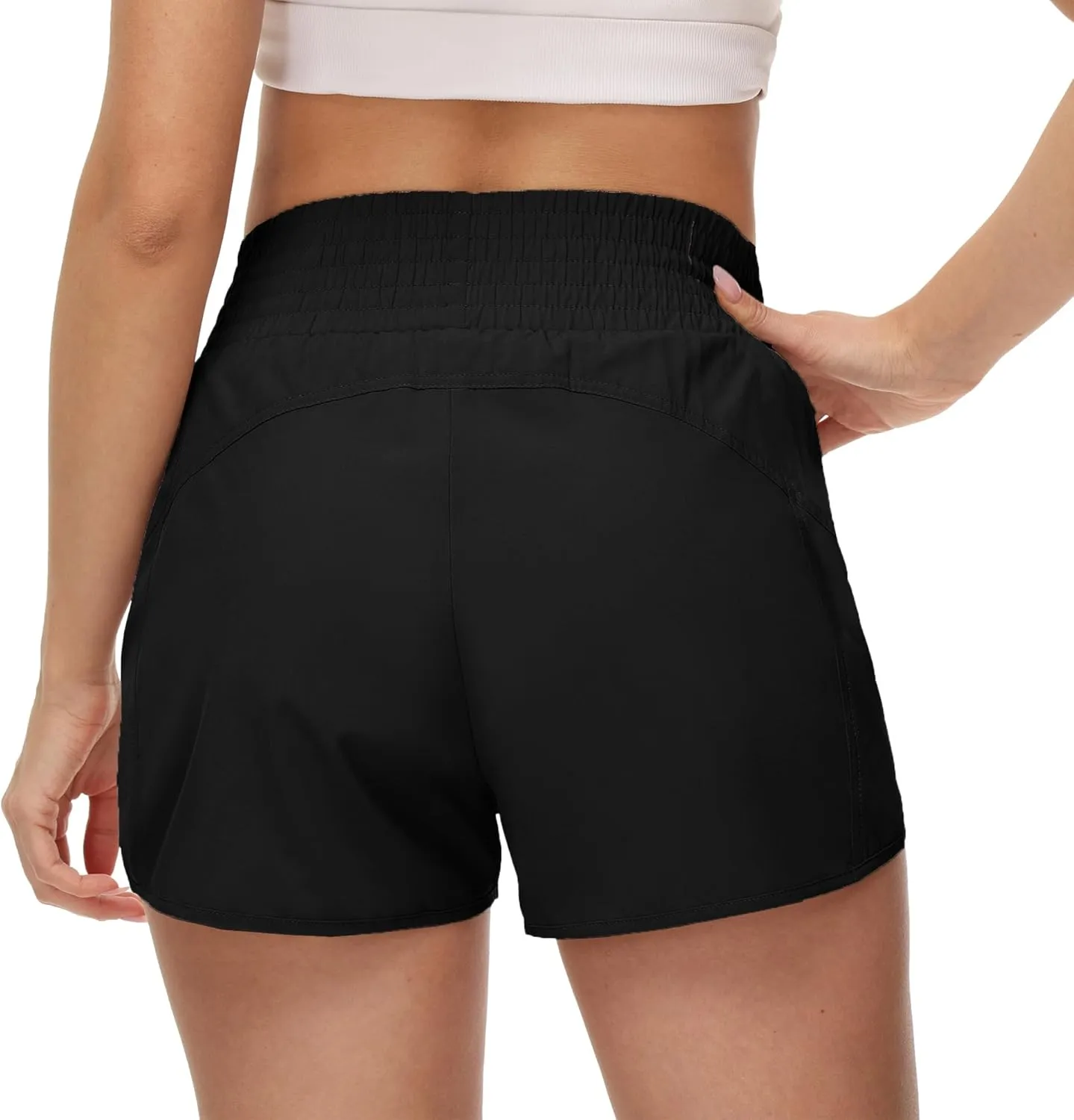 Aurefin High Waisted Athletic Shorts for Women, Quick Dry Running Shorts with Pocket and Liner Gym Workout Shorts for Summer