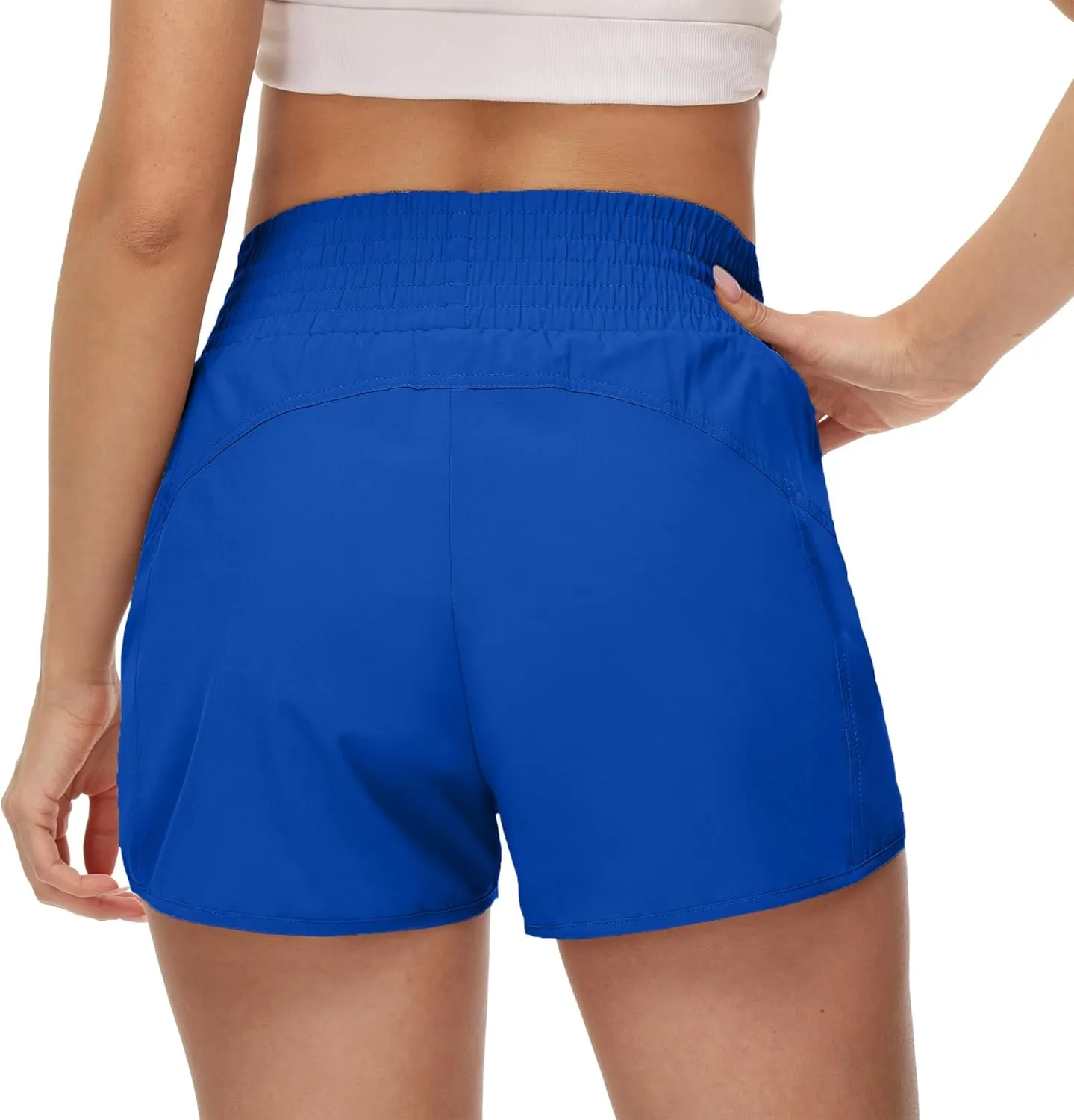 Aurefin High Waisted Athletic Shorts for Women, Quick Dry Running Shorts with Pocket and Liner Gym Workout Shorts for Summer