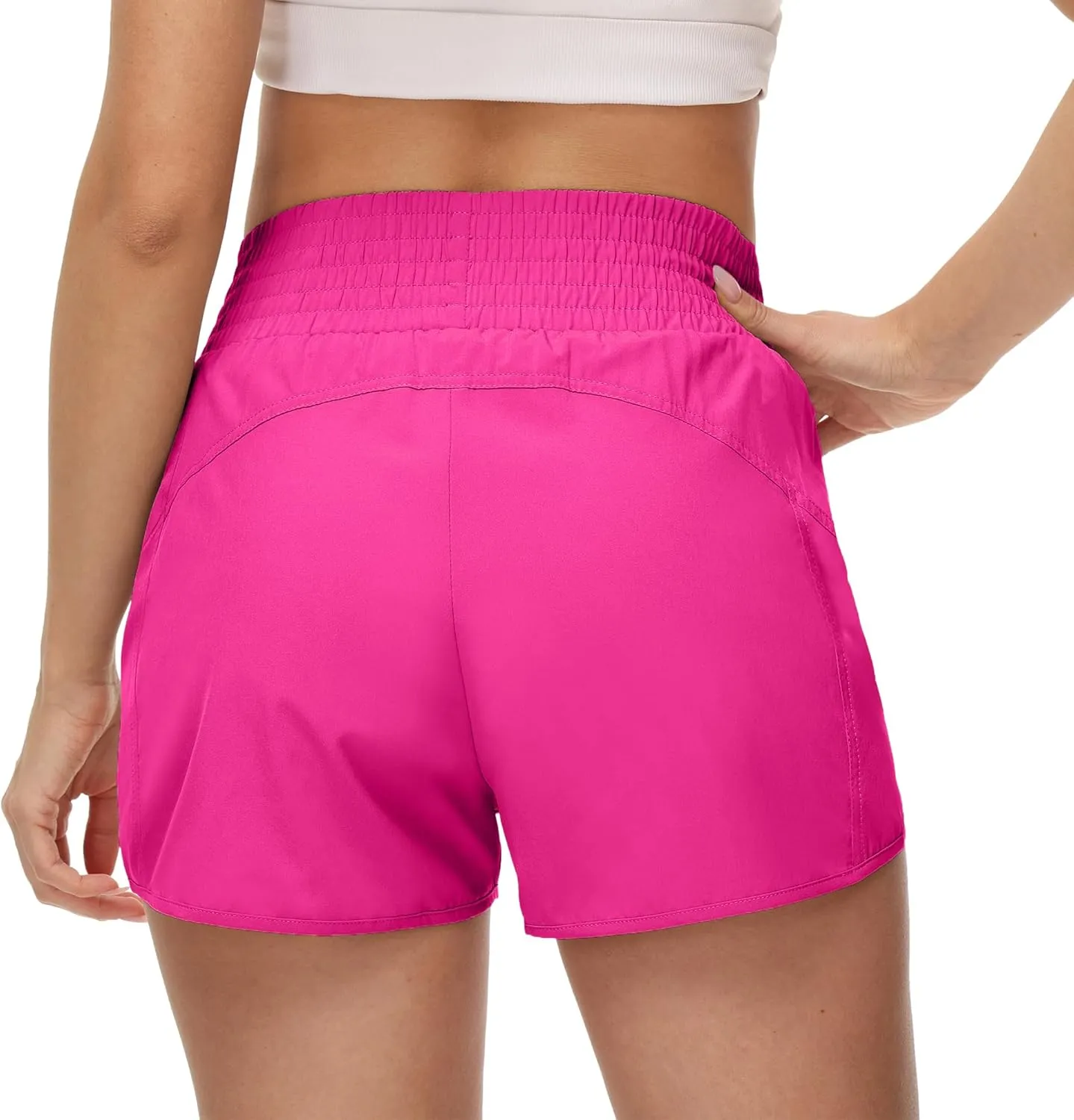 Aurefin High Waisted Athletic Shorts for Women, Quick Dry Running Shorts with Pocket and Liner Gym Workout Shorts for Summer