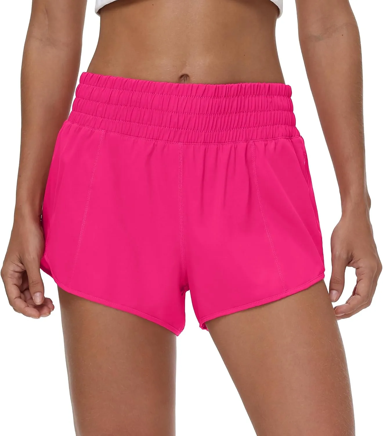 Aurefin High Waisted Athletic Shorts for Women, Quick Dry Running Shorts with Zip Pocket and Liner Womens Gym Workout Shorts