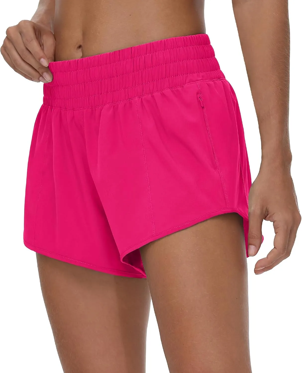 Aurefin High Waisted Athletic Shorts for Women, Quick Dry Running Shorts with Zip Pocket and Liner Womens Gym Workout Shorts