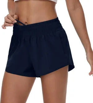 Aurefin High Waisted Athletic Shorts for Women, Quick Dry Running Shorts with Zip Pocket and Liner Womens Gym Workout Shorts