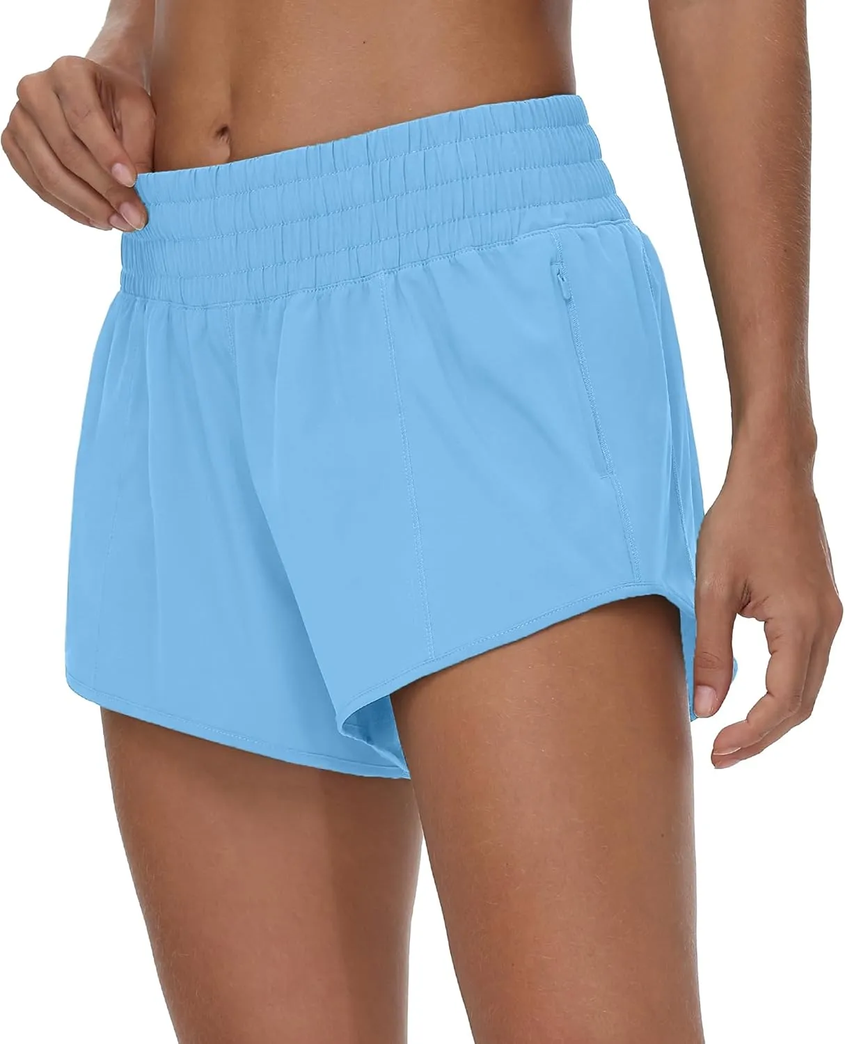 Aurefin High Waisted Athletic Shorts for Women, Quick Dry Running Shorts with Zip Pocket and Liner Womens Gym Workout Shorts