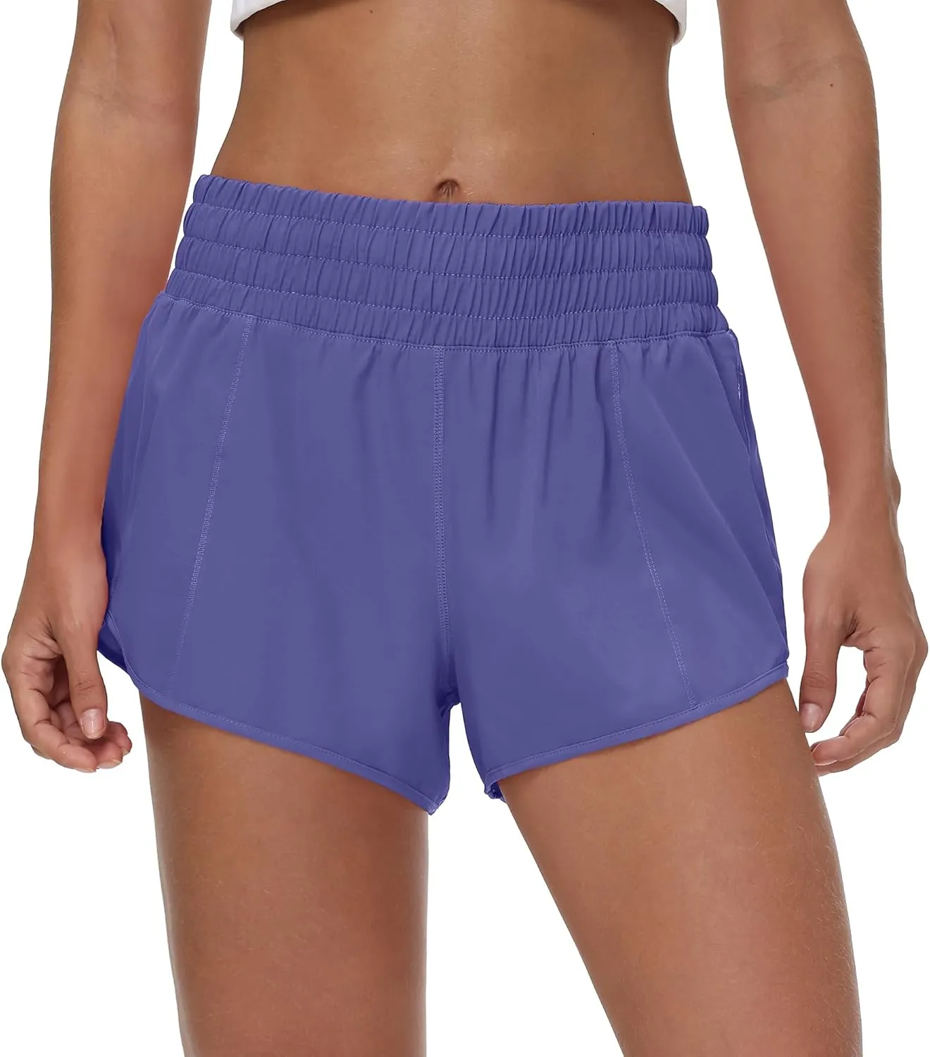 Aurefin High Waisted Athletic Shorts for Women, Quick Dry Running Shorts with Zip Pocket and Liner Womens Gym Workout Shorts