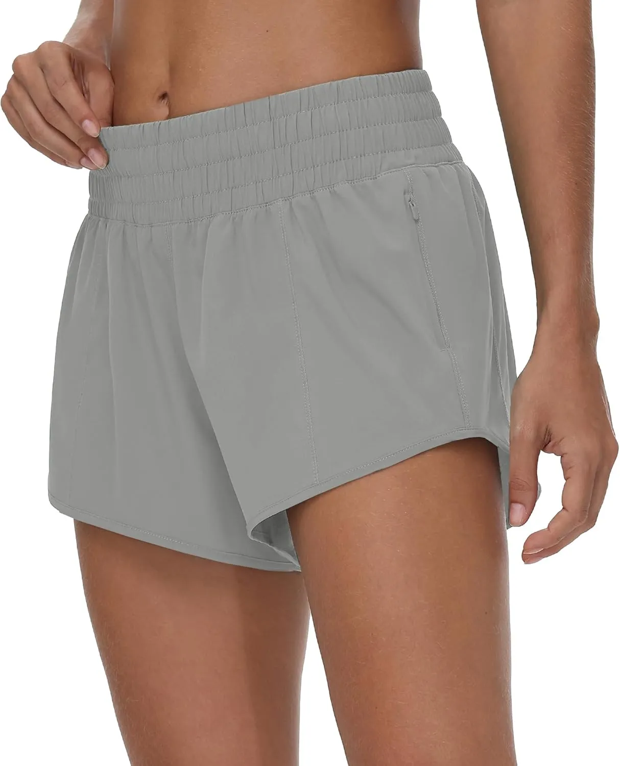 Aurefin High Waisted Athletic Shorts for Women, Quick Dry Running Shorts with Zip Pocket and Liner Womens Gym Workout Shorts