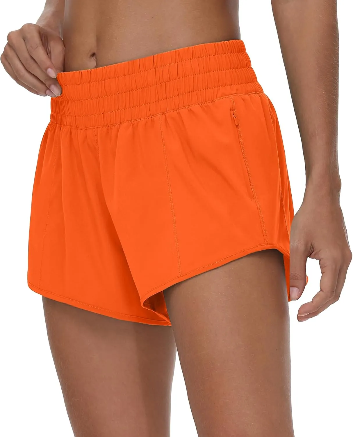 Aurefin High Waisted Athletic Shorts for Women, Quick Dry Running Shorts with Zip Pocket and Liner Womens Gym Workout Shorts