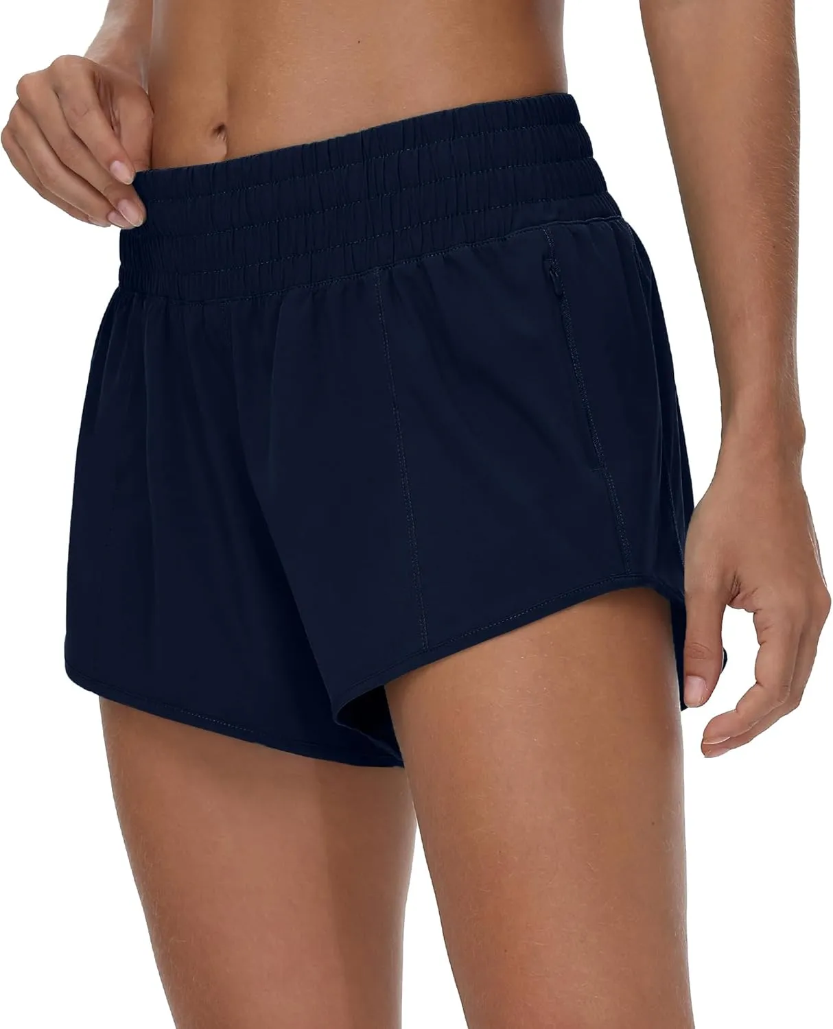 Aurefin High Waisted Athletic Shorts for Women, Quick Dry Running Shorts with Zip Pocket and Liner Womens Gym Workout Shorts