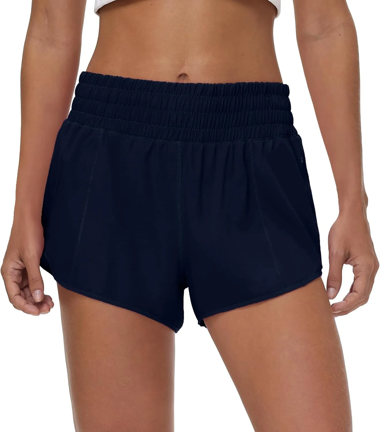 Aurefin High Waisted Athletic Shorts for Women, Quick Dry Running Shorts with Zip Pocket and Liner Womens Gym Workout Shorts
