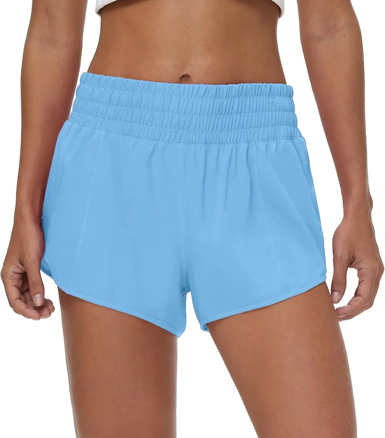 Aurefin High Waisted Athletic Shorts for Women, Quick Dry Running Shorts with Zip Pocket and Liner Womens Gym Workout Shorts