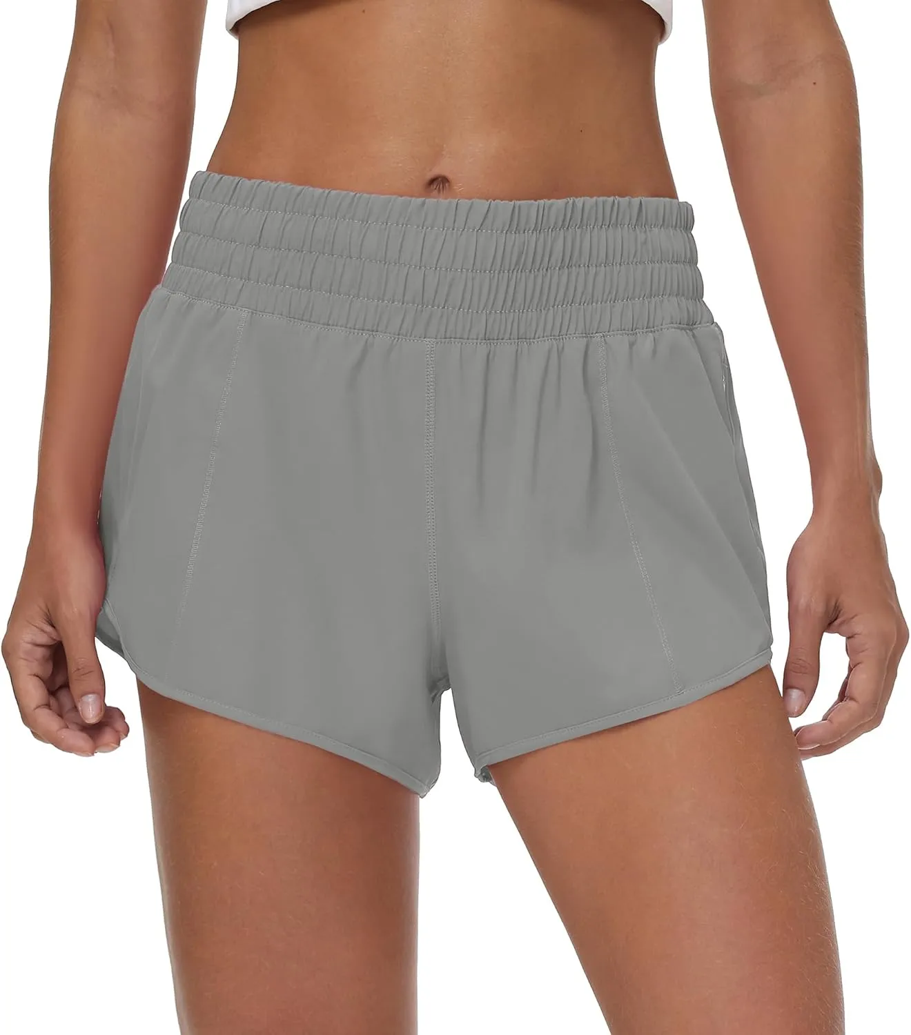 Aurefin High Waisted Athletic Shorts for Women, Quick Dry Running Shorts with Zip Pocket and Liner Womens Gym Workout Shorts