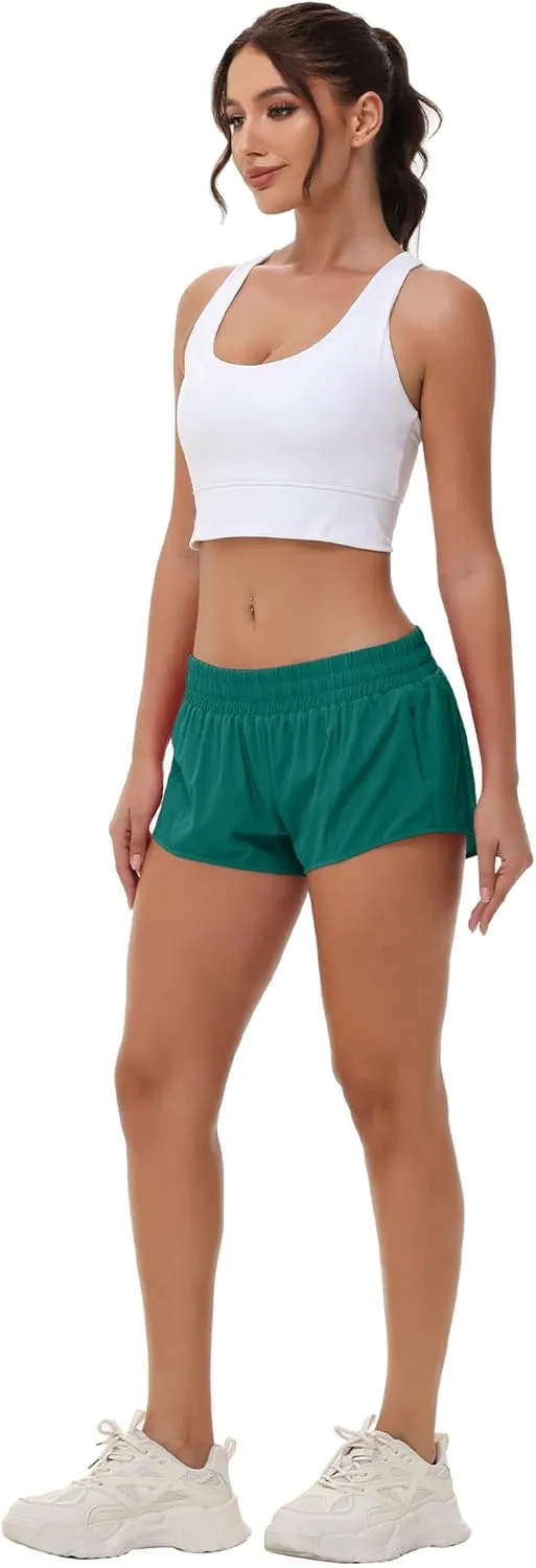 Aurefin Lightweight Athletic Shorts for Women, Quick Dry Running Shorts with Zip Pocket and Liner Womens Gym Workout Shorts