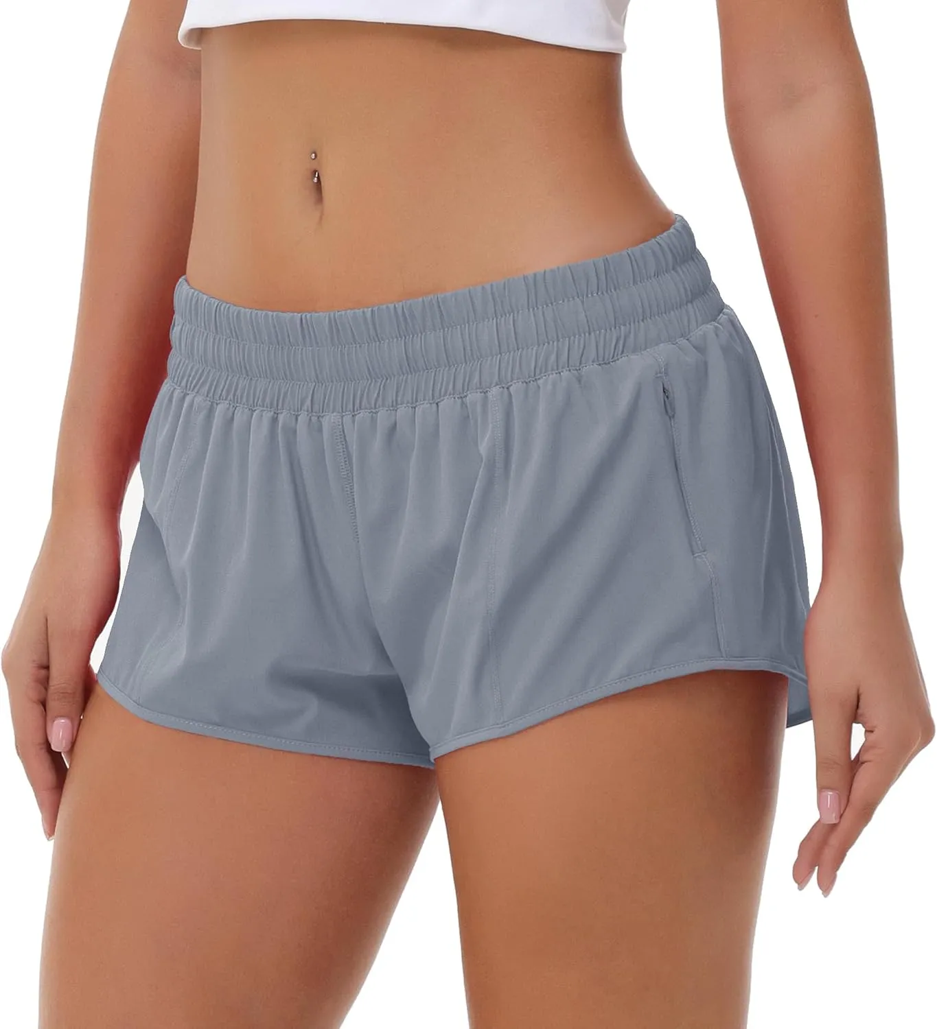Aurefin Lightweight Athletic Shorts for Women, Quick Dry Running Shorts with Zip Pocket and Liner Womens Gym Workout Shorts