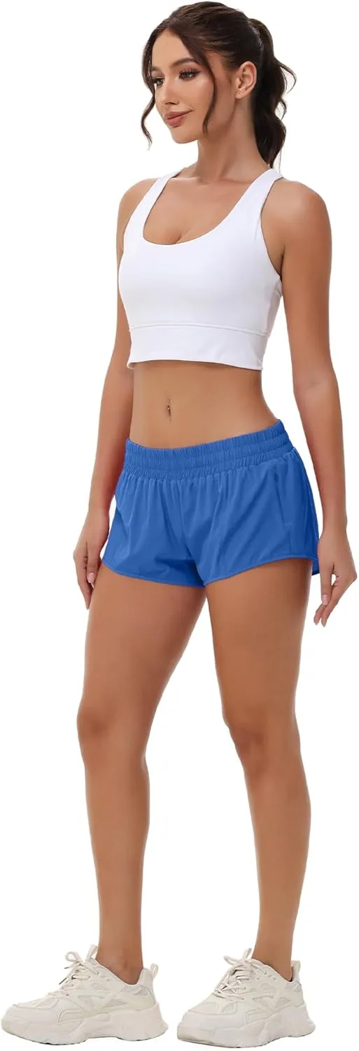 Aurefin Lightweight Athletic Shorts for Women, Quick Dry Running Shorts with Zip Pocket and Liner Womens Gym Workout Shorts