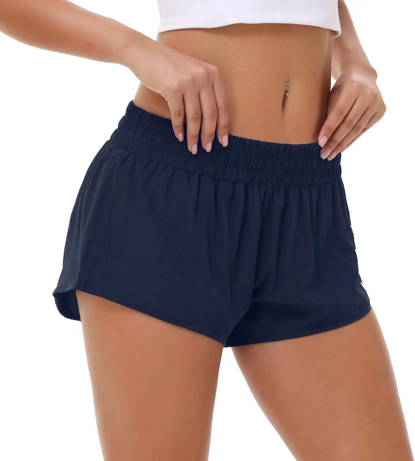 Aurefin Lightweight Athletic Shorts for Women, Quick Dry Running Shorts with Zip Pocket and Liner Womens Gym Workout Shorts