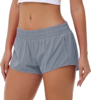 Aurefin Lightweight Athletic Shorts for Women, Quick Dry Running Shorts with Zip Pocket and Liner Womens Gym Workout Shorts