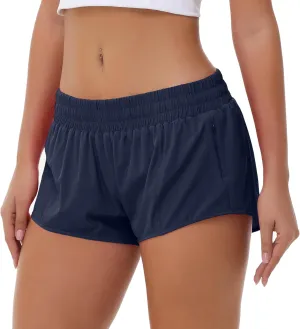 Aurefin Lightweight Athletic Shorts for Women, Quick Dry Running Shorts with Zip Pocket and Liner Womens Gym Workout Shorts