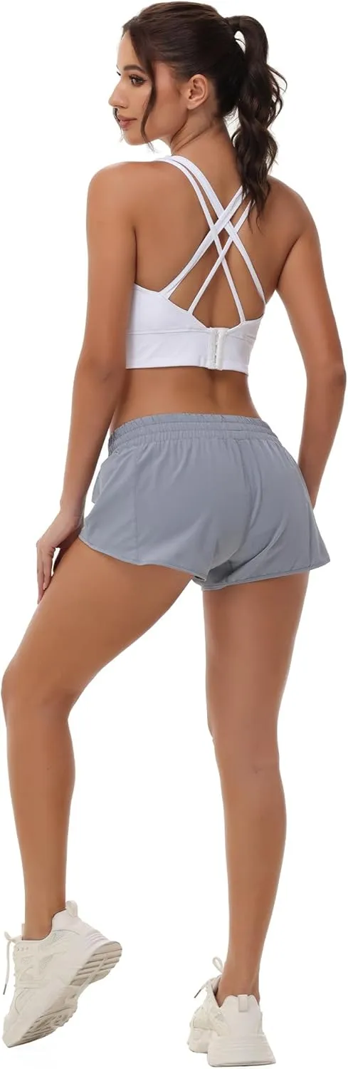 Aurefin Lightweight Athletic Shorts for Women, Quick Dry Running Shorts with Zip Pocket and Liner Womens Gym Workout Shorts