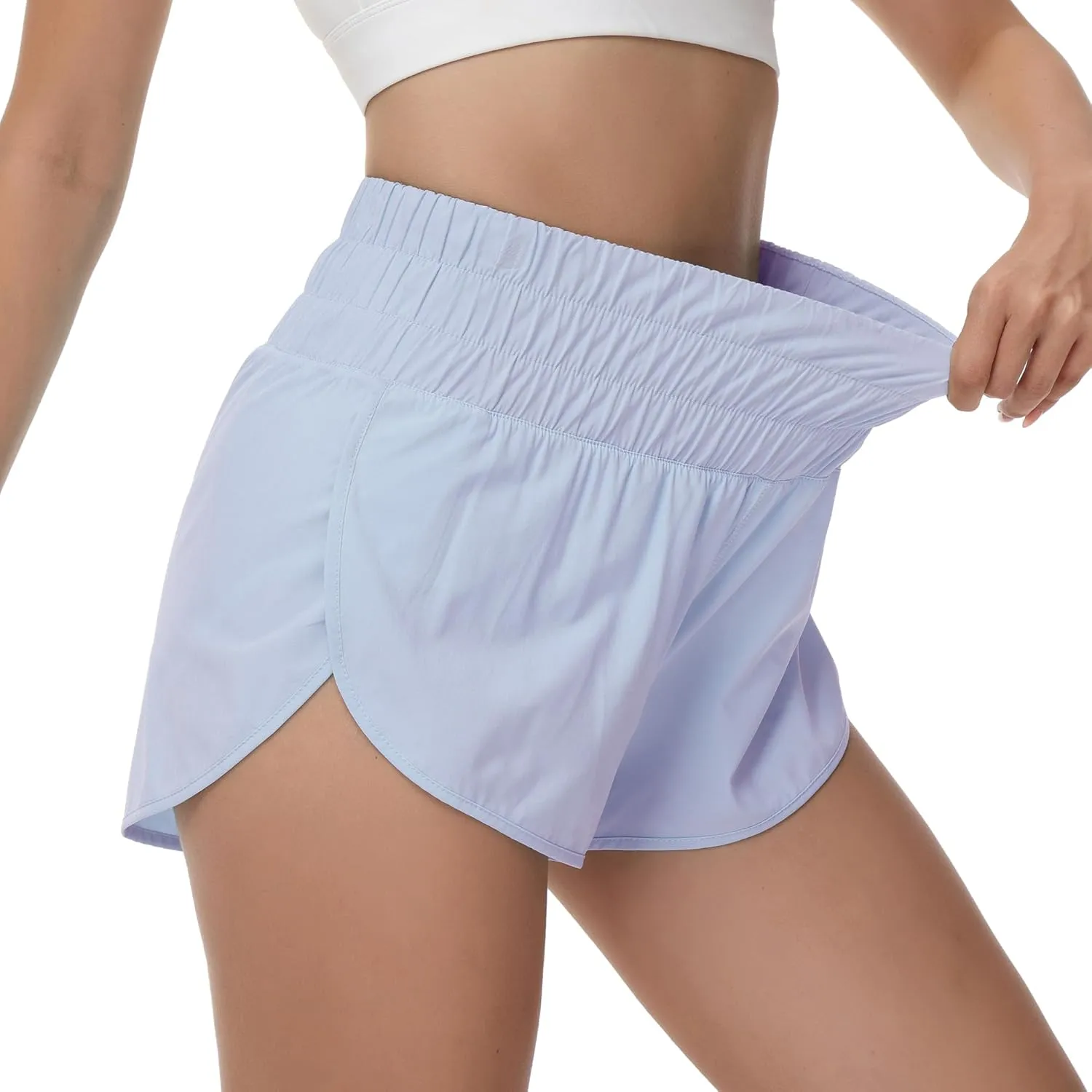 Aurefin Womens High Waisted Running Shorts,Quick Dry Split Athletic Shorts for Women Gym Workout Shorts with Mesh Liner