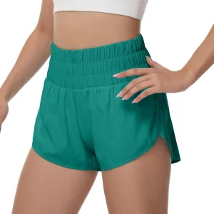 Aurefin Womens High Waisted Running Shorts,Quick Dry Split Athletic Shorts for Women Gym Workout Shorts with Mesh Liner
