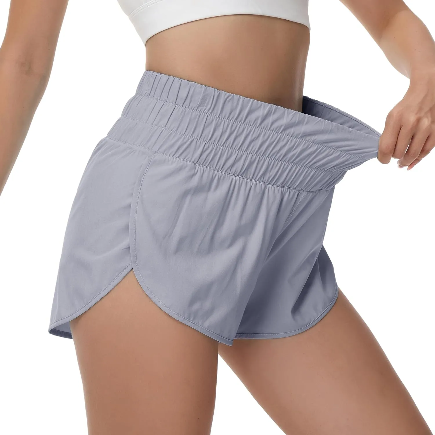 Aurefin Womens High Waisted Running Shorts,Quick Dry Split Athletic Shorts for Women Gym Workout Shorts with Mesh Liner