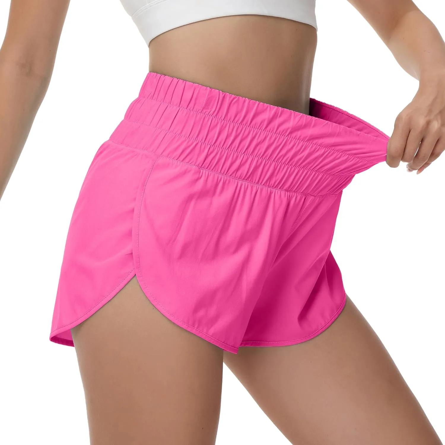 Aurefin Womens High Waisted Running Shorts,Quick Dry Split Athletic Shorts for Women Gym Workout Shorts with Mesh Liner