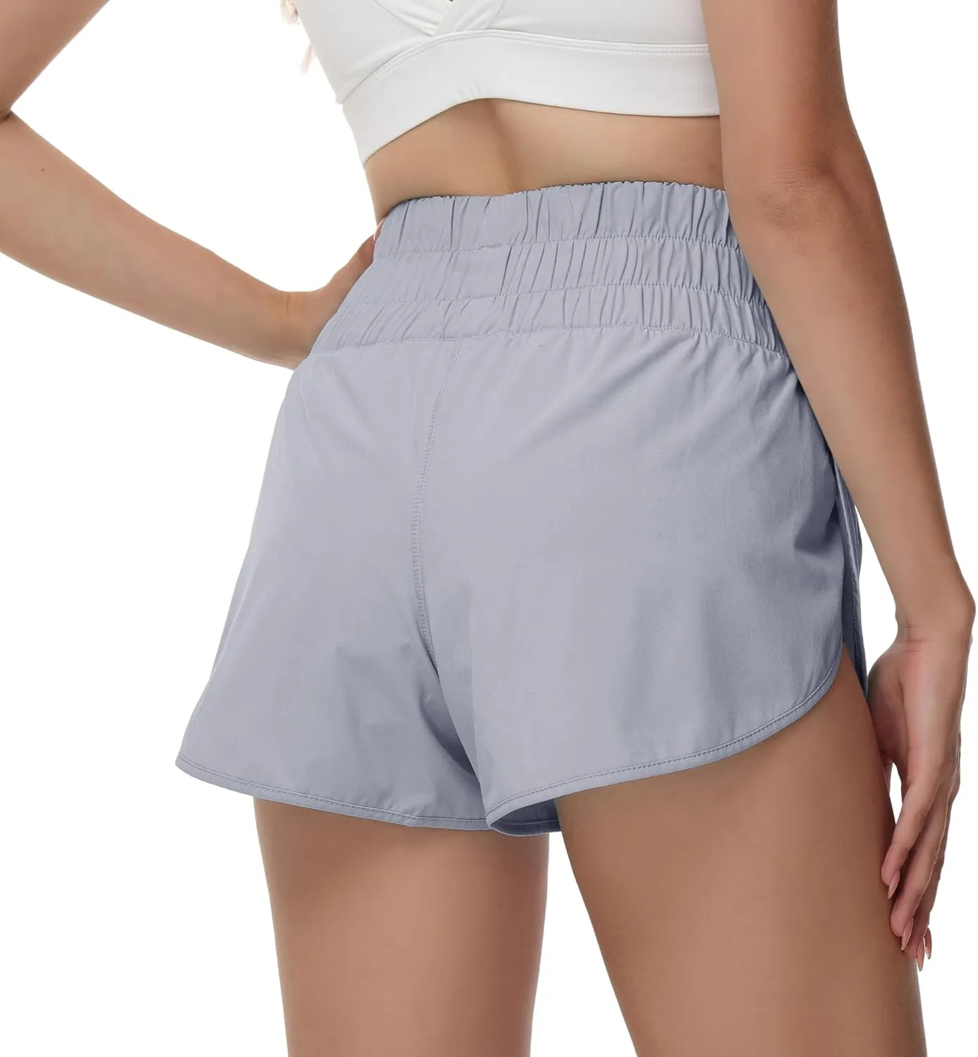 Aurefin Womens High Waisted Running Shorts,Quick Dry Split Athletic Shorts for Women Gym Workout Shorts with Mesh Liner
