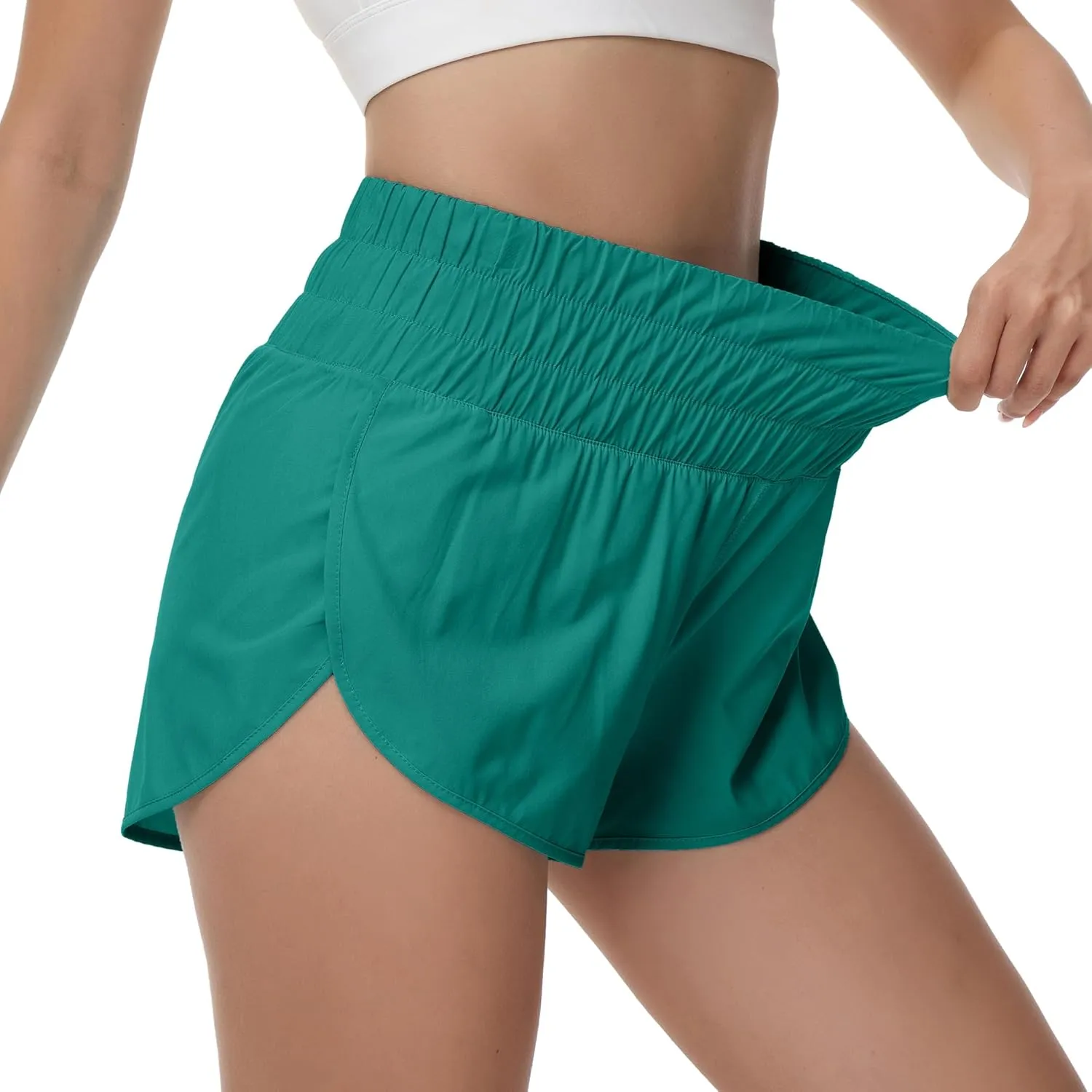 Aurefin Womens High Waisted Running Shorts,Quick Dry Split Athletic Shorts for Women Gym Workout Shorts with Mesh Liner