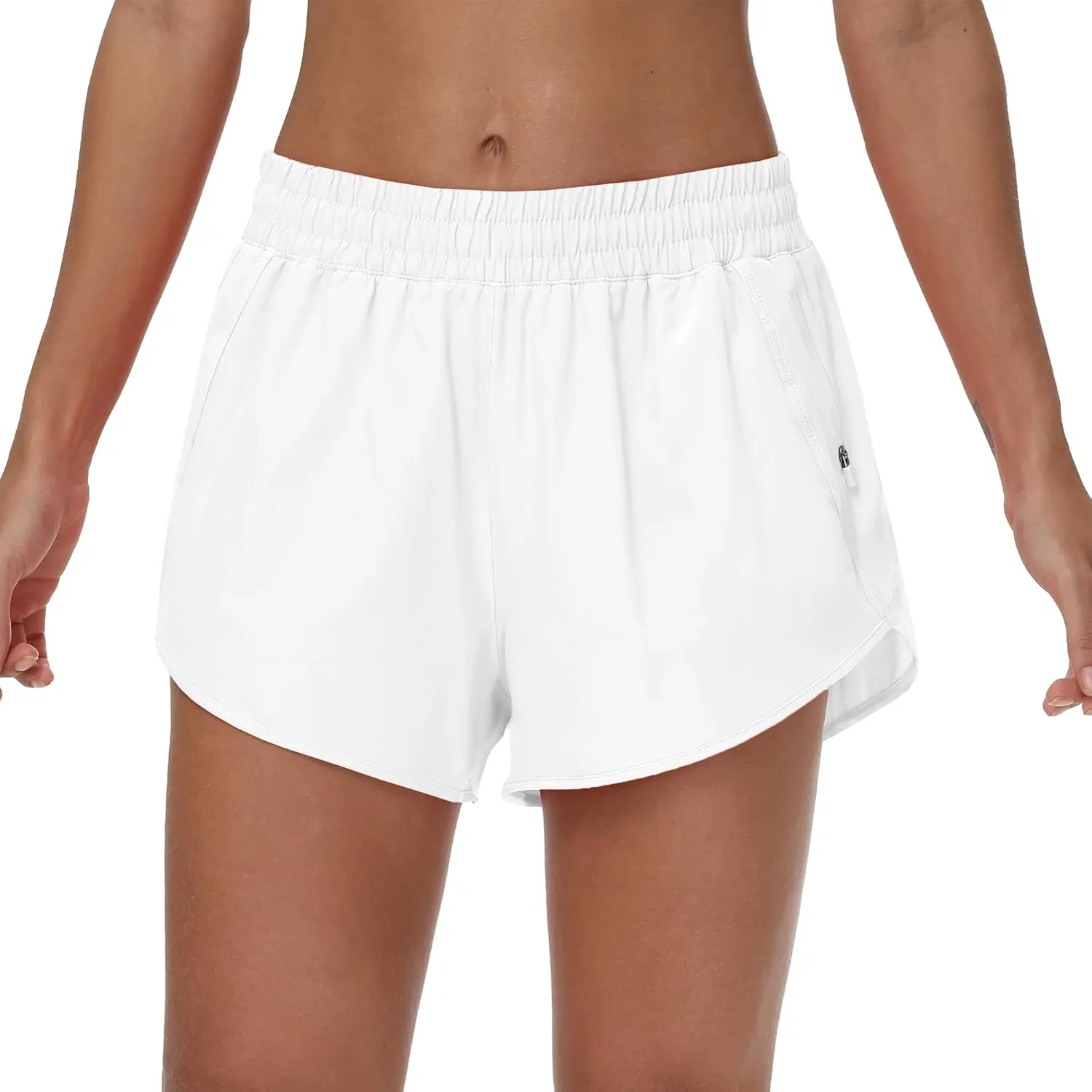 Aurefin Womens Running Shorts with Zip Pocket,Quick Dry Elastic Athletic Track Short for Women Lightweight Gym Workout Shorts