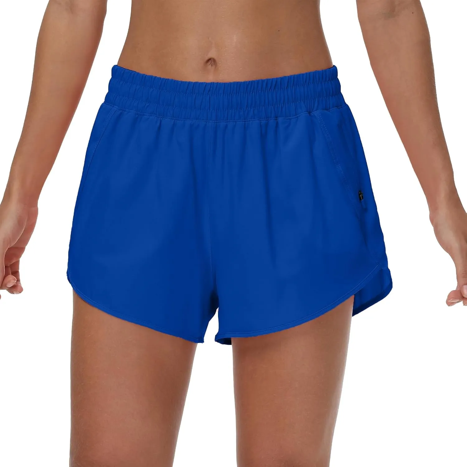Aurefin Womens Running Shorts with Zip Pocket,Quick Dry Elastic Athletic Track Short for Women Lightweight Gym Workout Shorts