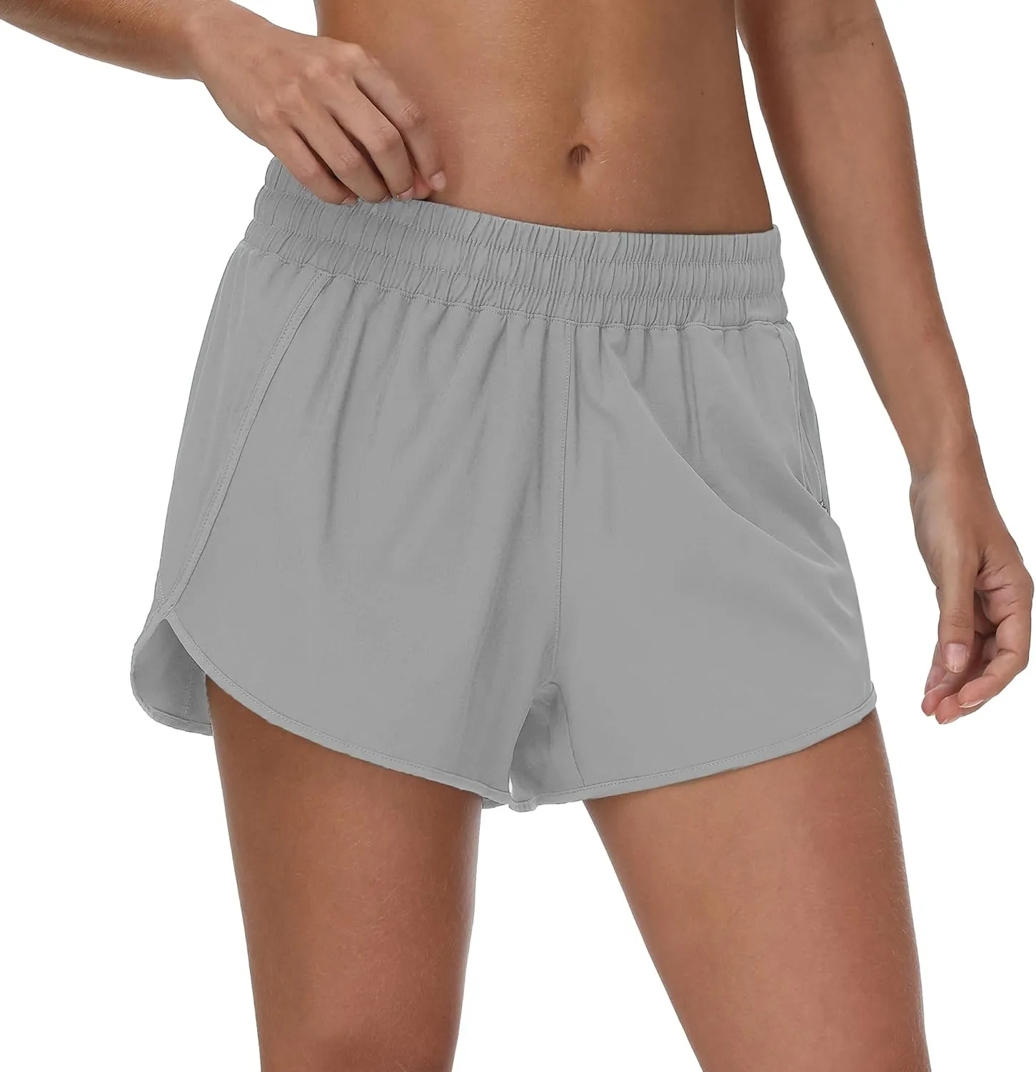 Aurefin Womens Running Shorts with Zip Pocket,Quick Dry Elastic Athletic Track Short for Women Lightweight Gym Workout Shorts