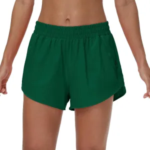 Aurefin Womens Running Shorts with Zip Pocket,Quick Dry Elastic Athletic Track Short for Women Lightweight Gym Workout Shorts