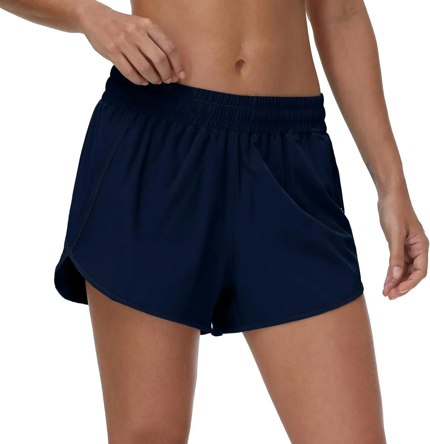 Aurefin Womens Running Shorts with Zip Pocket,Quick Dry Elastic Athletic Track Short for Women Lightweight Gym Workout Shorts