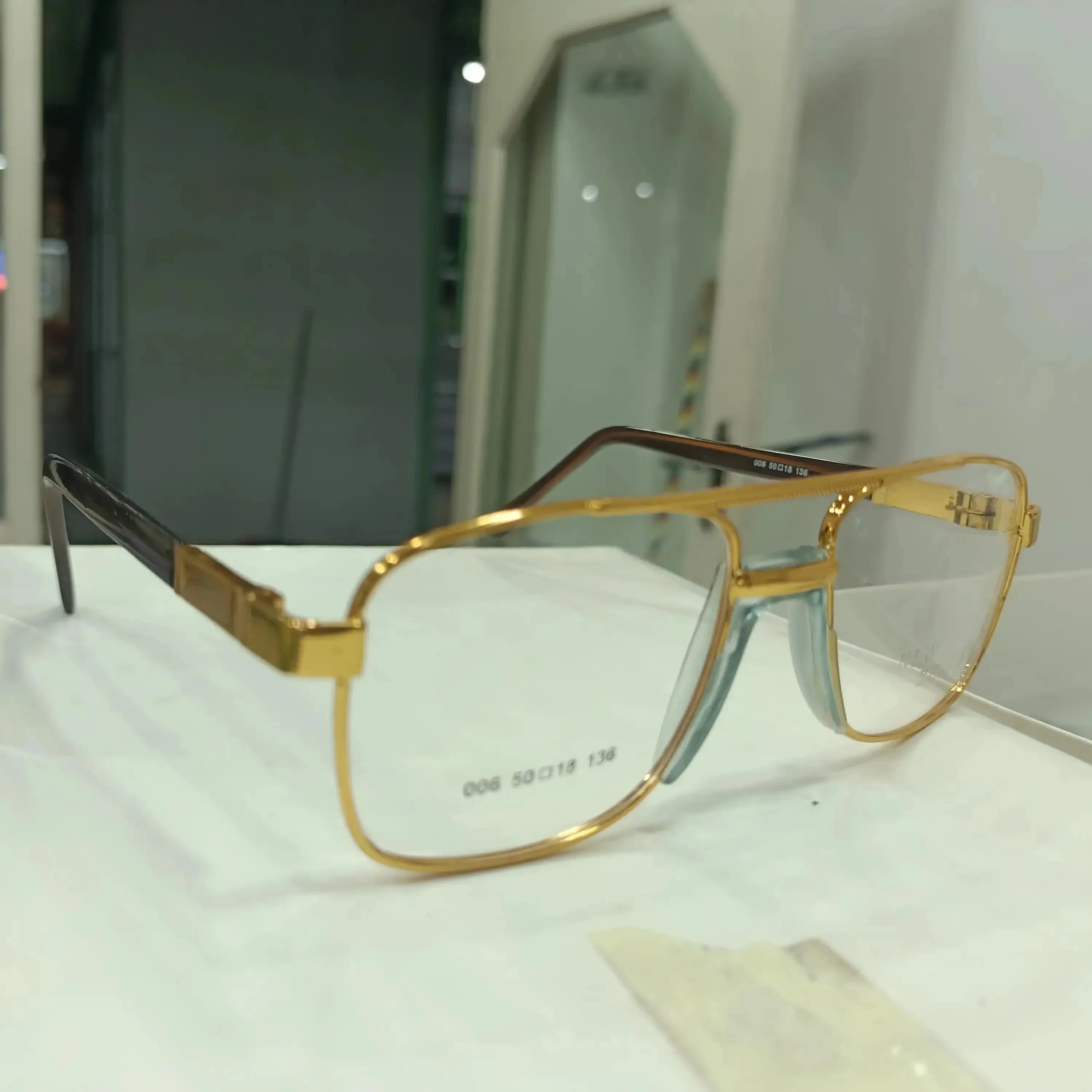 Aviator-Style Metal Eyeglass Frames with Double Bridge Design