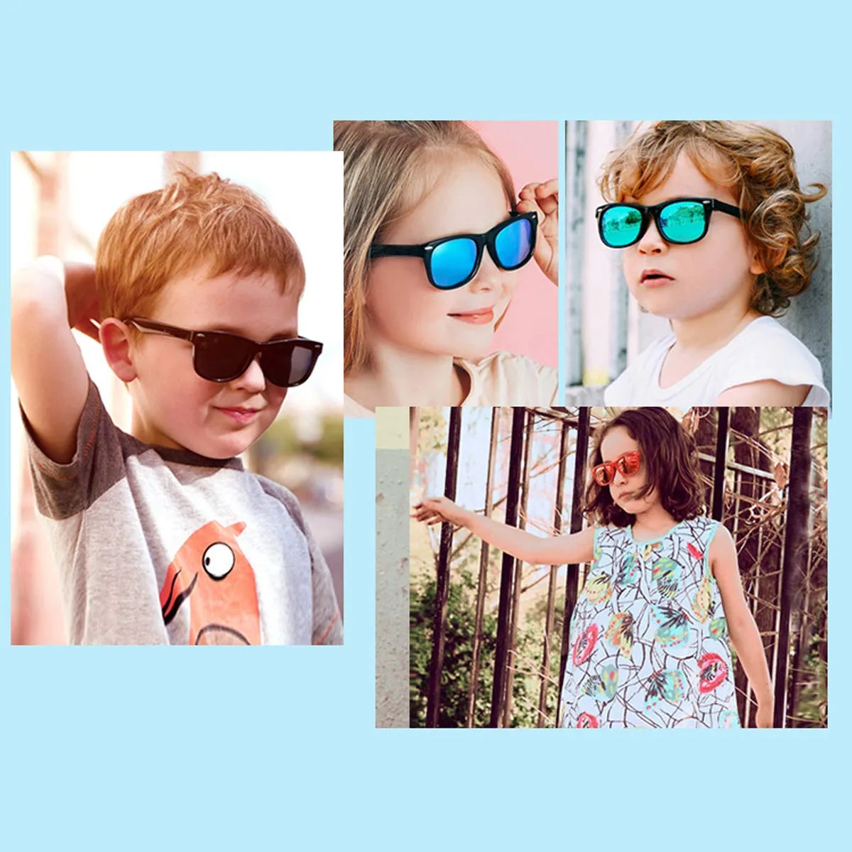 AZORB Kids Polarized Sunglasses TPEE Rubber Flexible Frame for Boys Girls Age 3-10, 100% UV Protection A1 Black Frame   All Pink Set 45 Millimeters