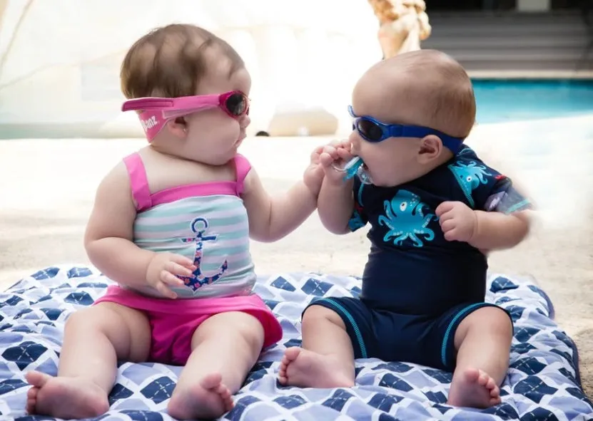 Baby Adventure Banz Pink Check Sunglasses for under 2 years